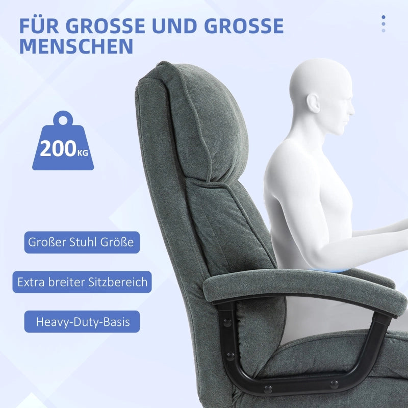 Sedia da ufficio ergonomica con funzione dondolo e altezza regolabile, supporto fino a 200 kg in poliestere grigio