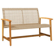 Panca da Giardino-Panca da esterno Beige 112 cm in Polyrattan e Legno di Acacia