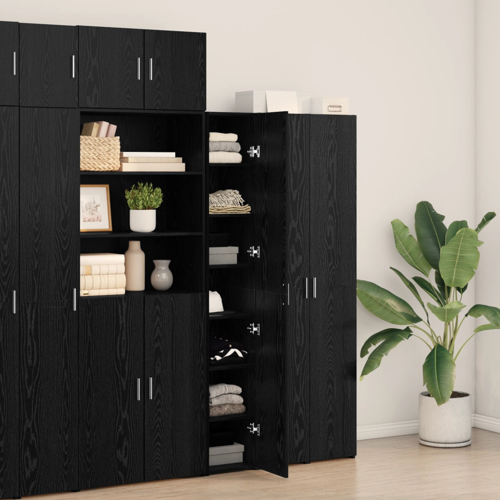 Highboard Rovere Nero 30x42.5x185 cm Legno di ingegneria