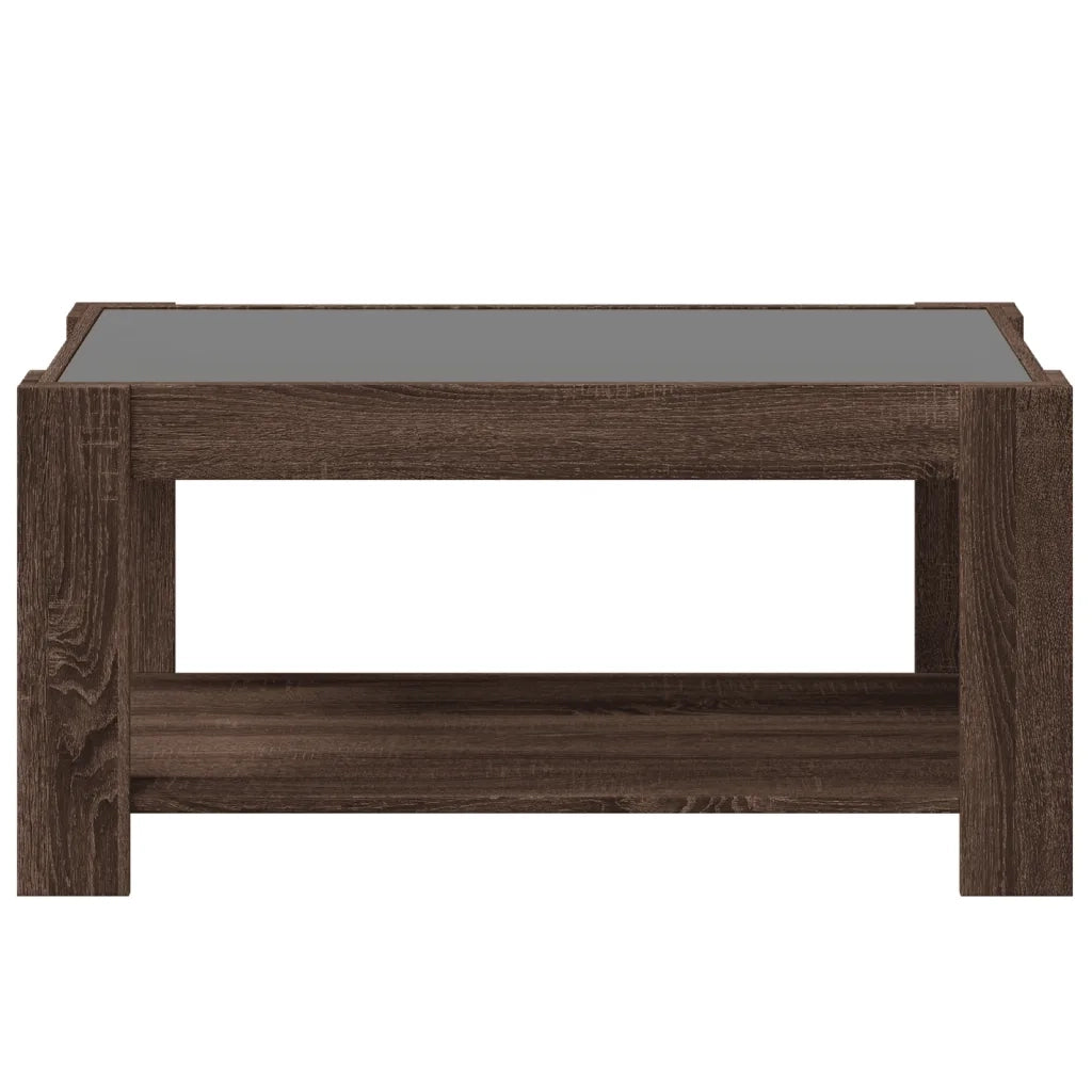 Tavolino Salotto con LED Rovere Marrone 93x53x45 cm Multistrato