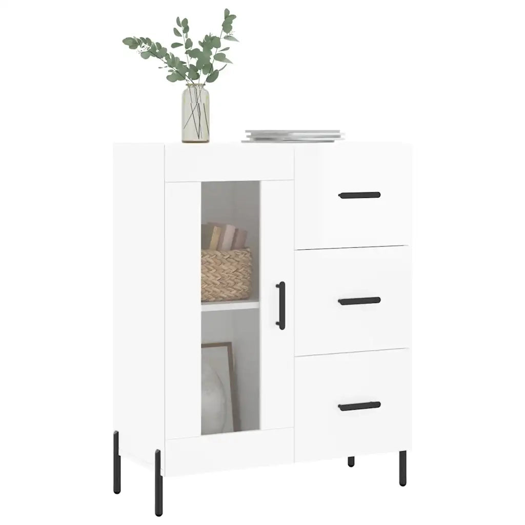 Credenza-Buffet-Armadio da cucina 69,5x34x90 cm in Legno Multistrato Bianco Lucido 371190