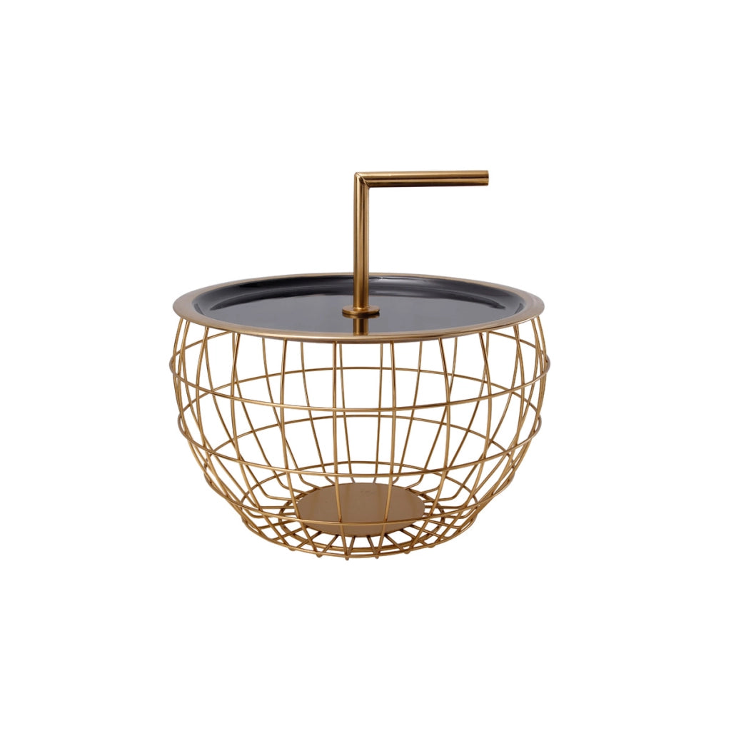 Tavolino Art Deco 555 in metallo con maniglia