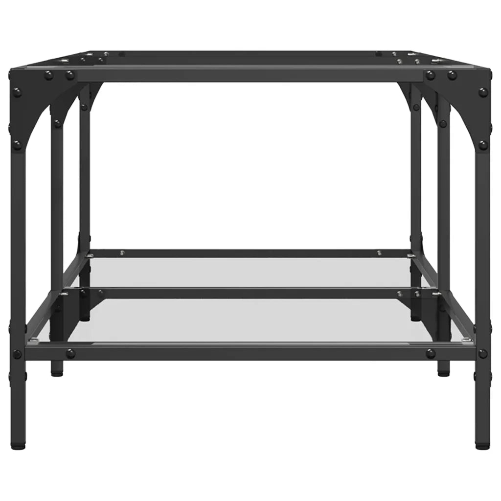 Tavolini con Piano Vetro Trasparente 2 pz 98,5x50x40 cm Acciaio