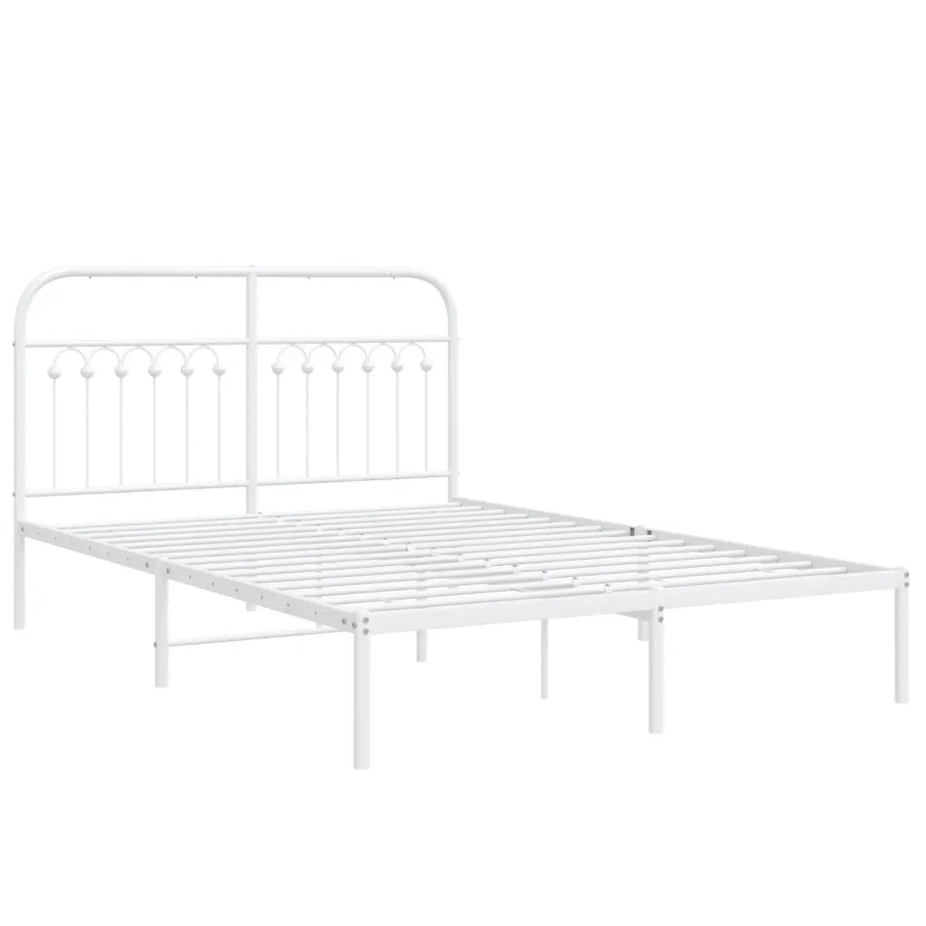 Letto matrimoniale | Letto per adulti | Giroletto con Testiera Metallo Bianco 135x190 cm