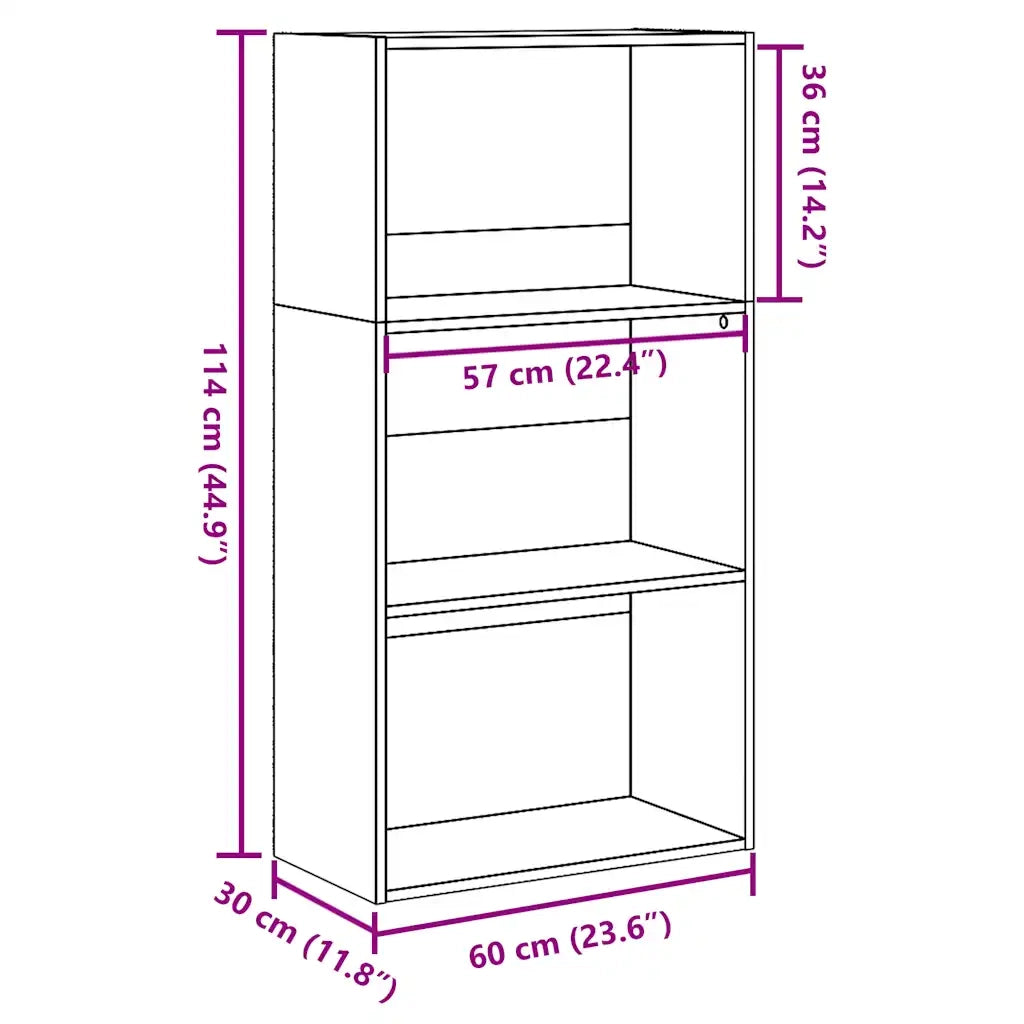 Libreria Bianca 60x30x114 cm in Legno Multistrato 857899