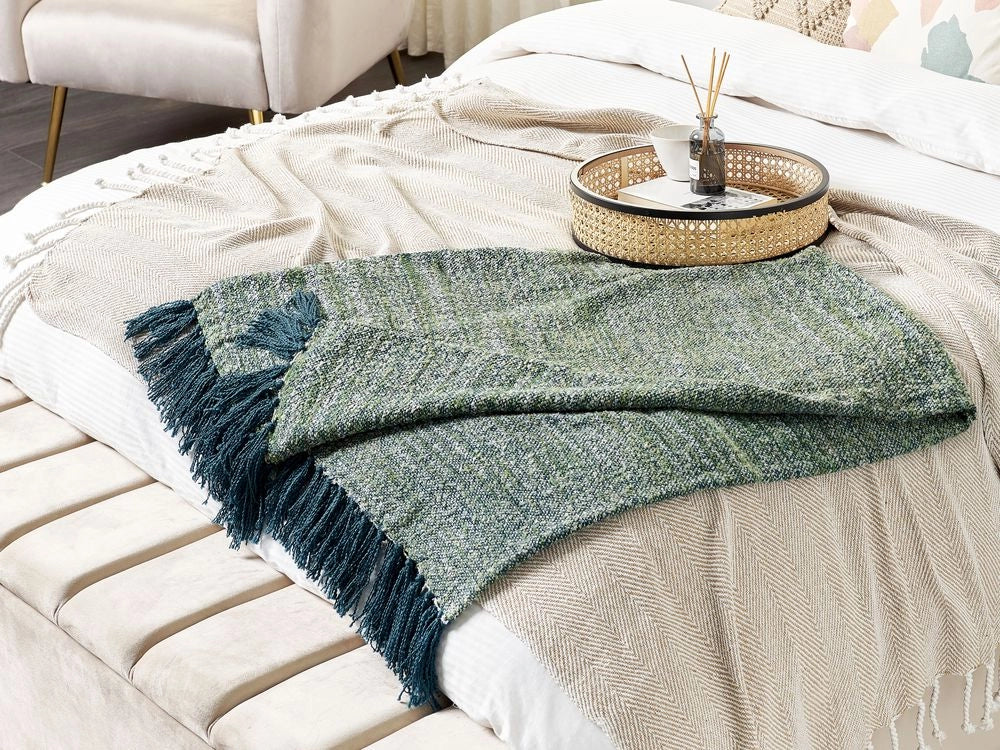 Coperta in acrilico verde acqua 130 x 170 cm Nappe Boho Soggiorno Camera da letto