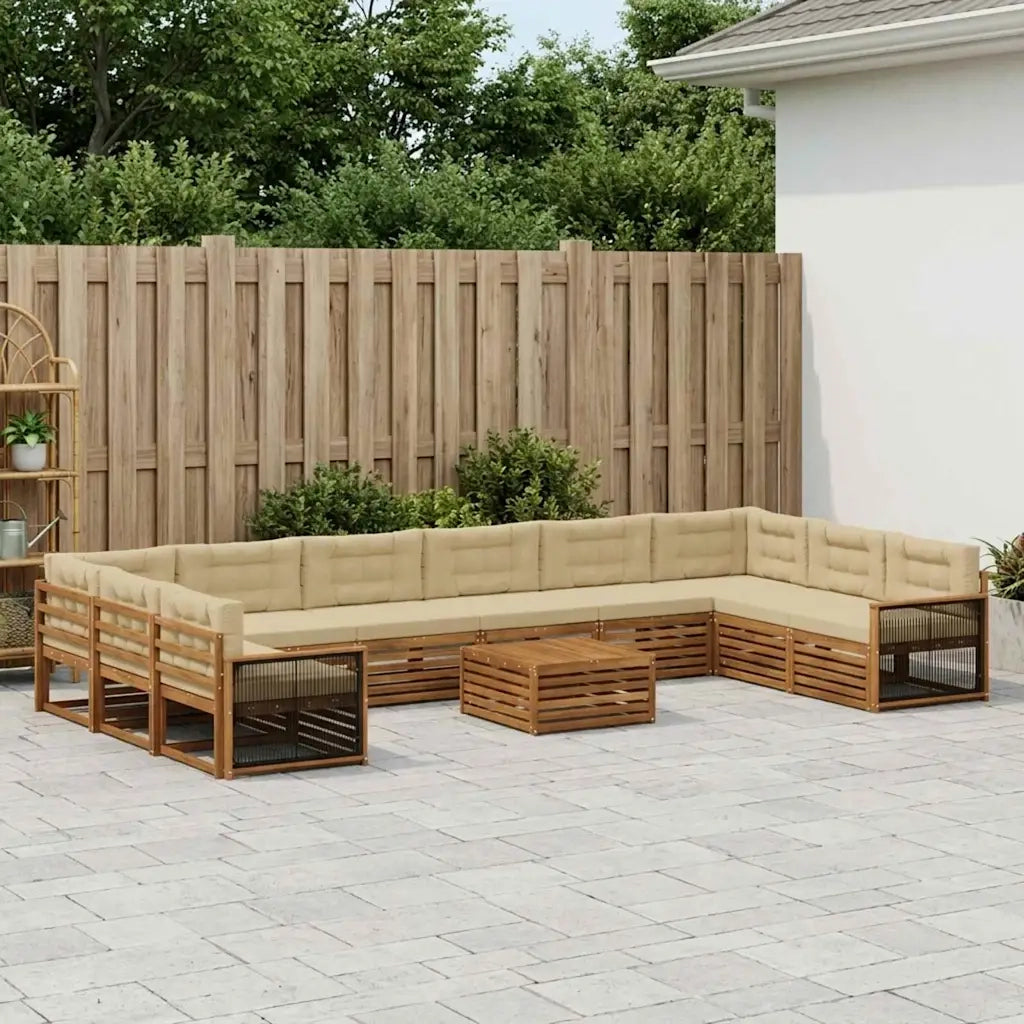 Set divani con cuscino 11 pcs Legno di Acacia Massello