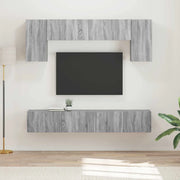 Set mobile TV 4 pz-Credenza per TV Grigio Sonoma Legno multistrato 421775