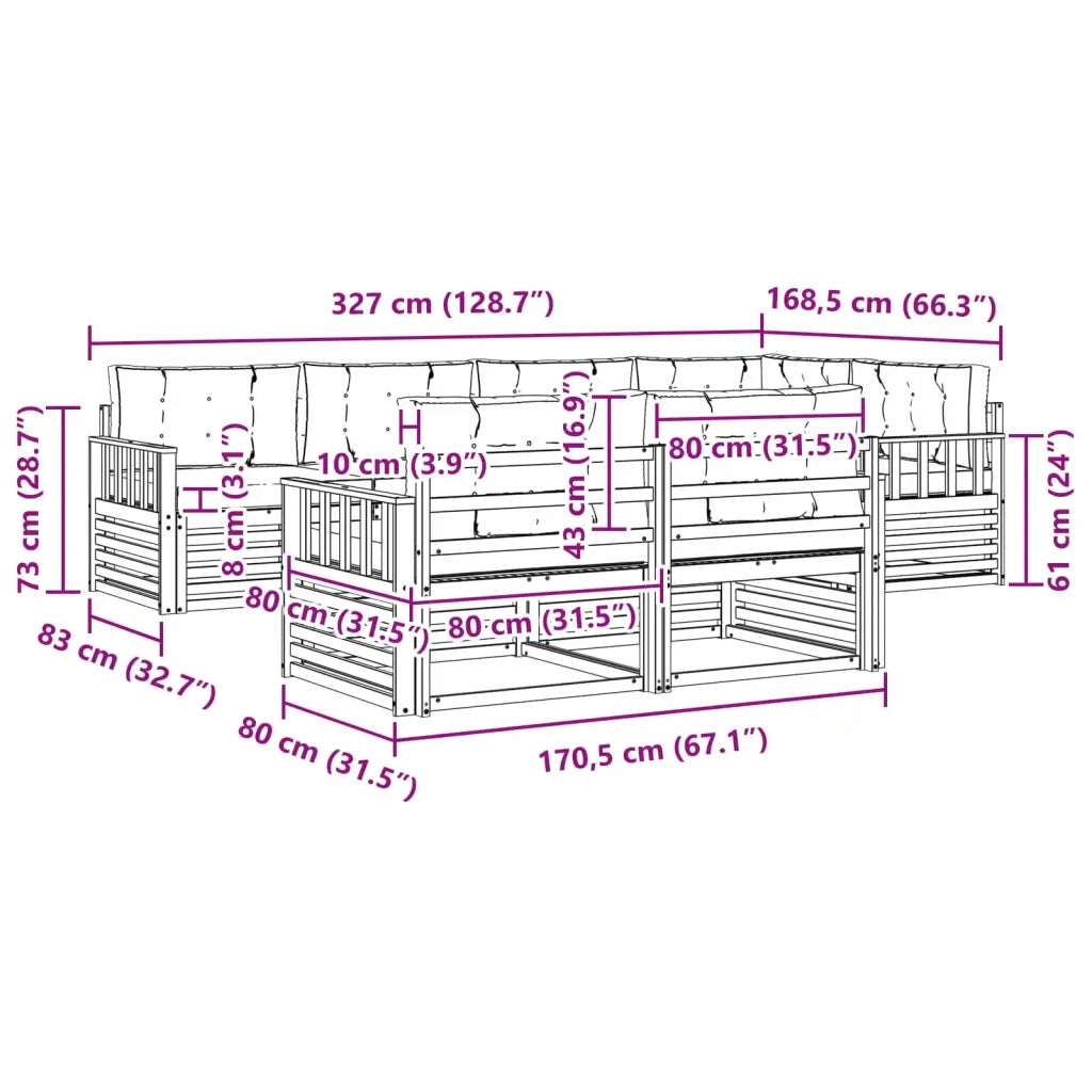 Set di divani da esterno 7 pcs Grigio Naturale e Chiaro 3373611