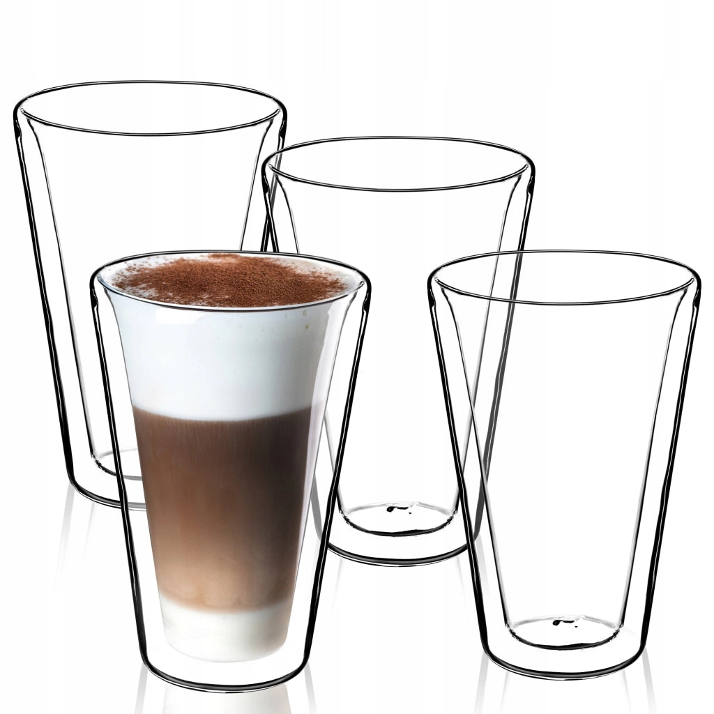 KADAX, 4 grandi bicchieri termici a doppia parete da 470 ml per caffè, tè e latte.