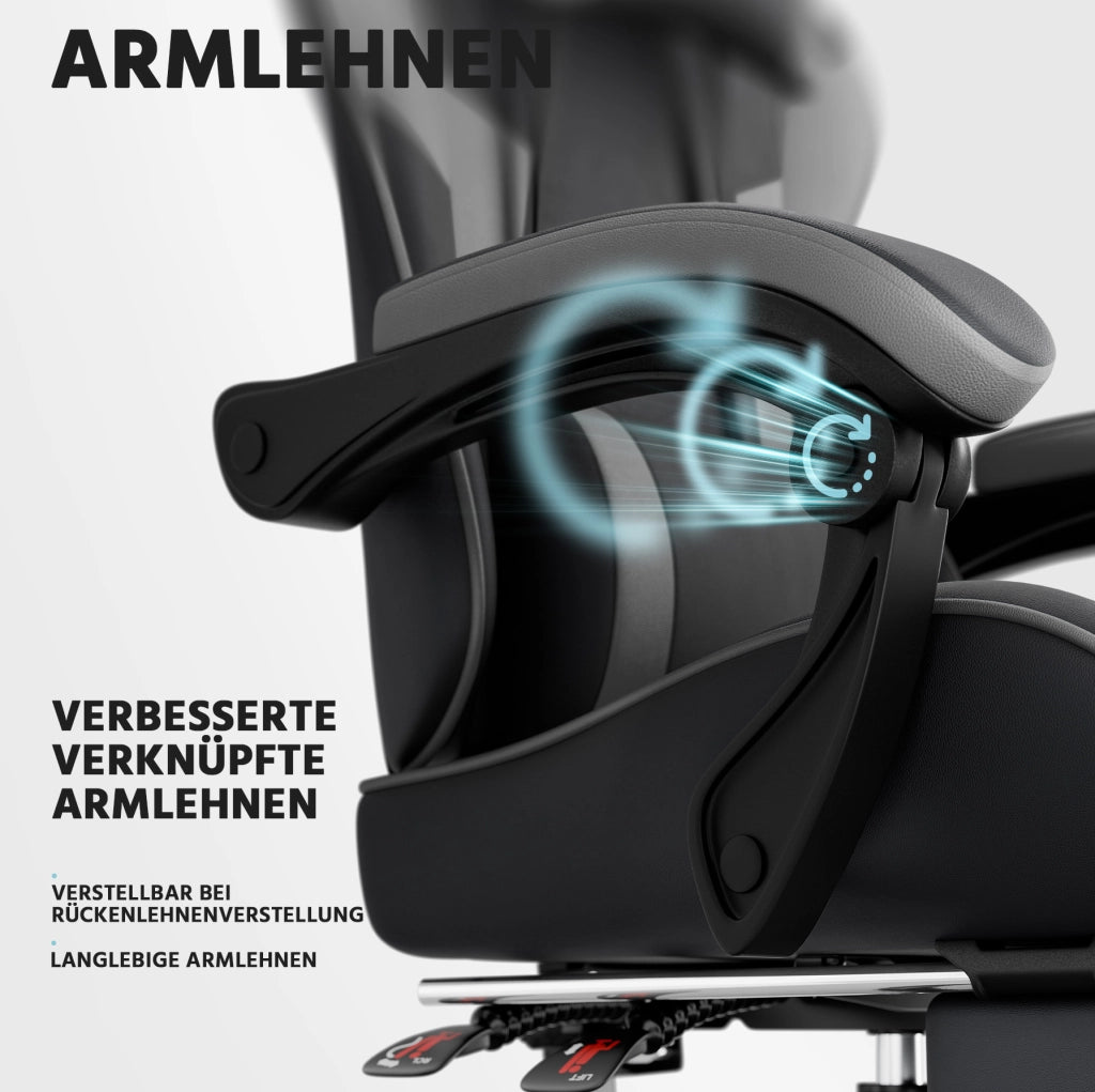 Sedia da gaming ergonomica reclinabile con supporto lombare; PVC; nero/grigio