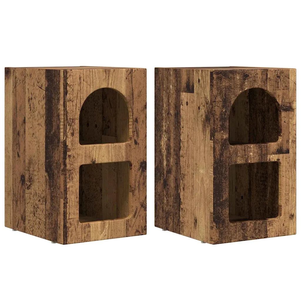 Set di 2 Comodini | Armadio da Notte | Mobiletto da notte Legno vecchio 29,5 x 33,5 x 50 cm