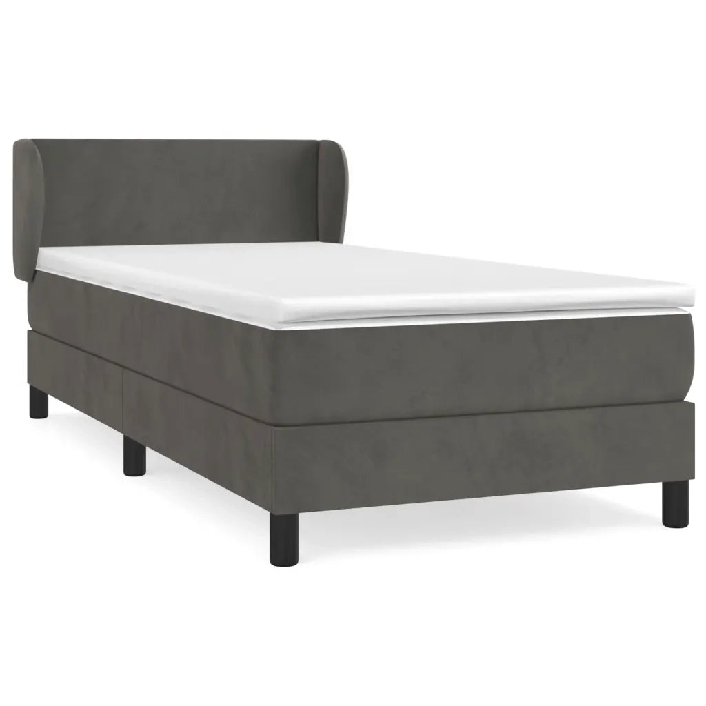 Giroletto a Molle con Materasso Grigio Scuro 90x190 cm Vellutocod mxl 74100