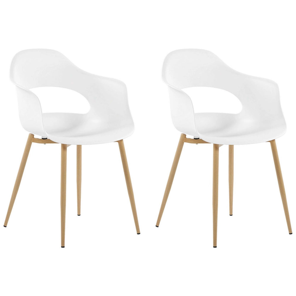 Set di 2 sedie da pranzo bianche in materiale sintetico con gambe eleganti decorative