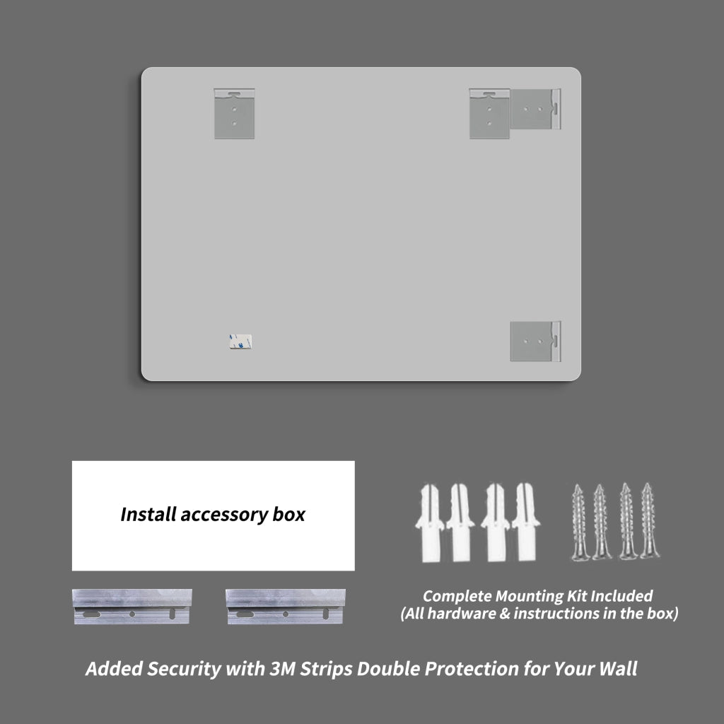 Specchio semplice senza cornice con angoli arrotondati R50, orientabile orizzontale o verticale in vetro argentato, argento 50 × 70 cm