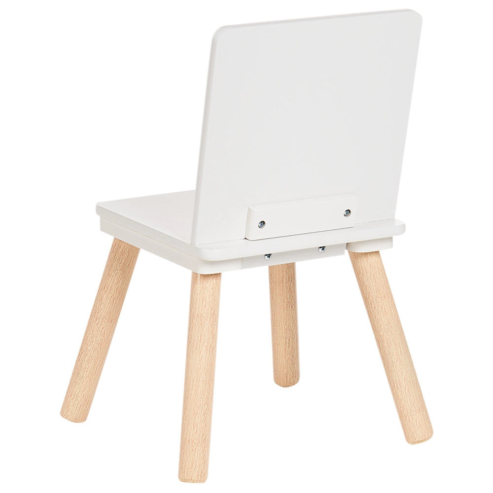Set per bambini a 2 posti tavolo con sedie in legno di pino MDF Camera dei bambini bianco e legno chiaro