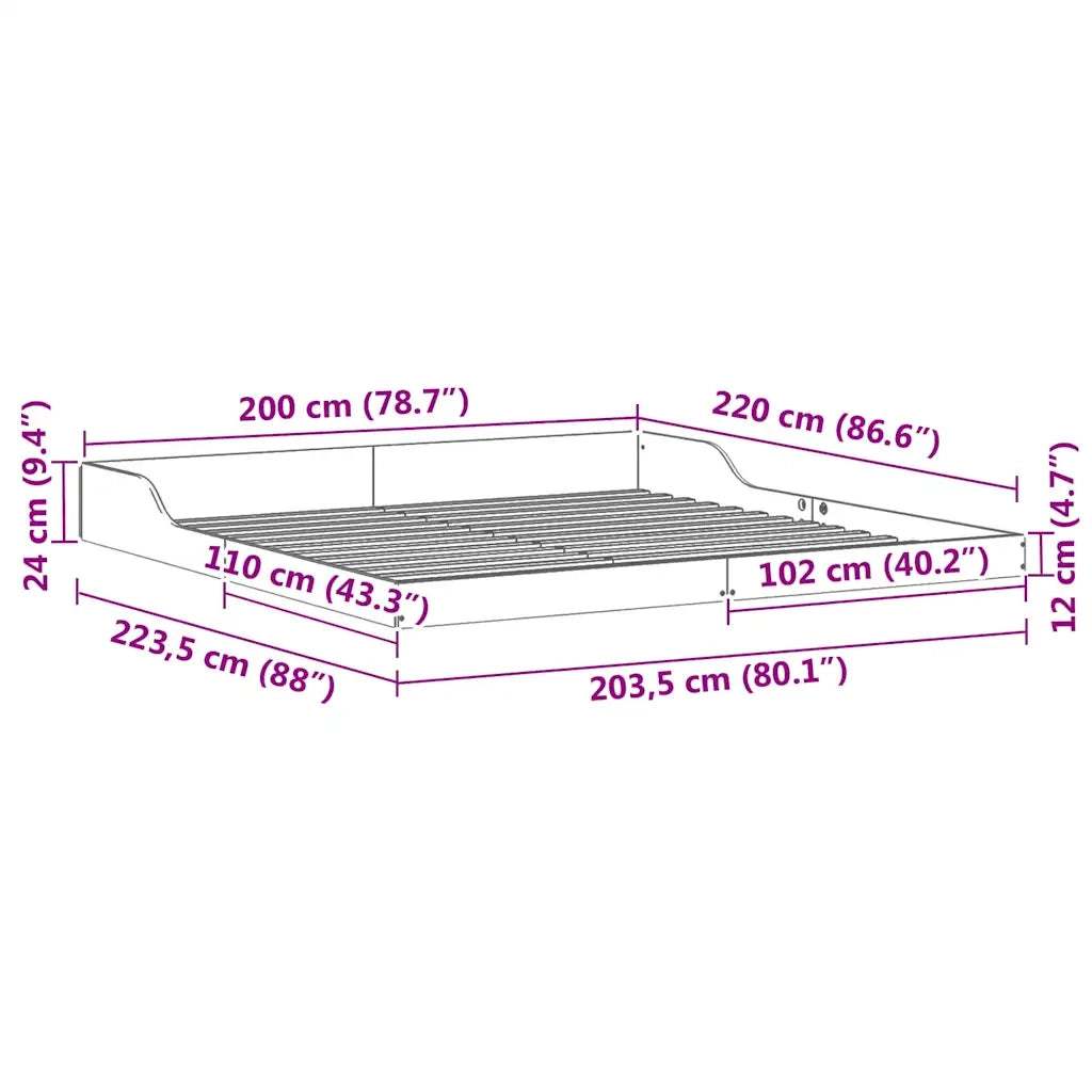 Struttura del letto Marrone 200 x 220 cm Pino massello 873382
