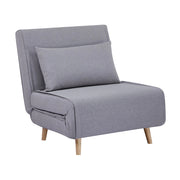 Poltrona letto convertibile tessuto con piedi in legno 1 posto, grigio