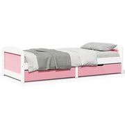 Dormeuse 2 Cassetti senza Materasso-Struttura Sofa Letto Bianco&Rosa 90x200 cm IRUN 788449
