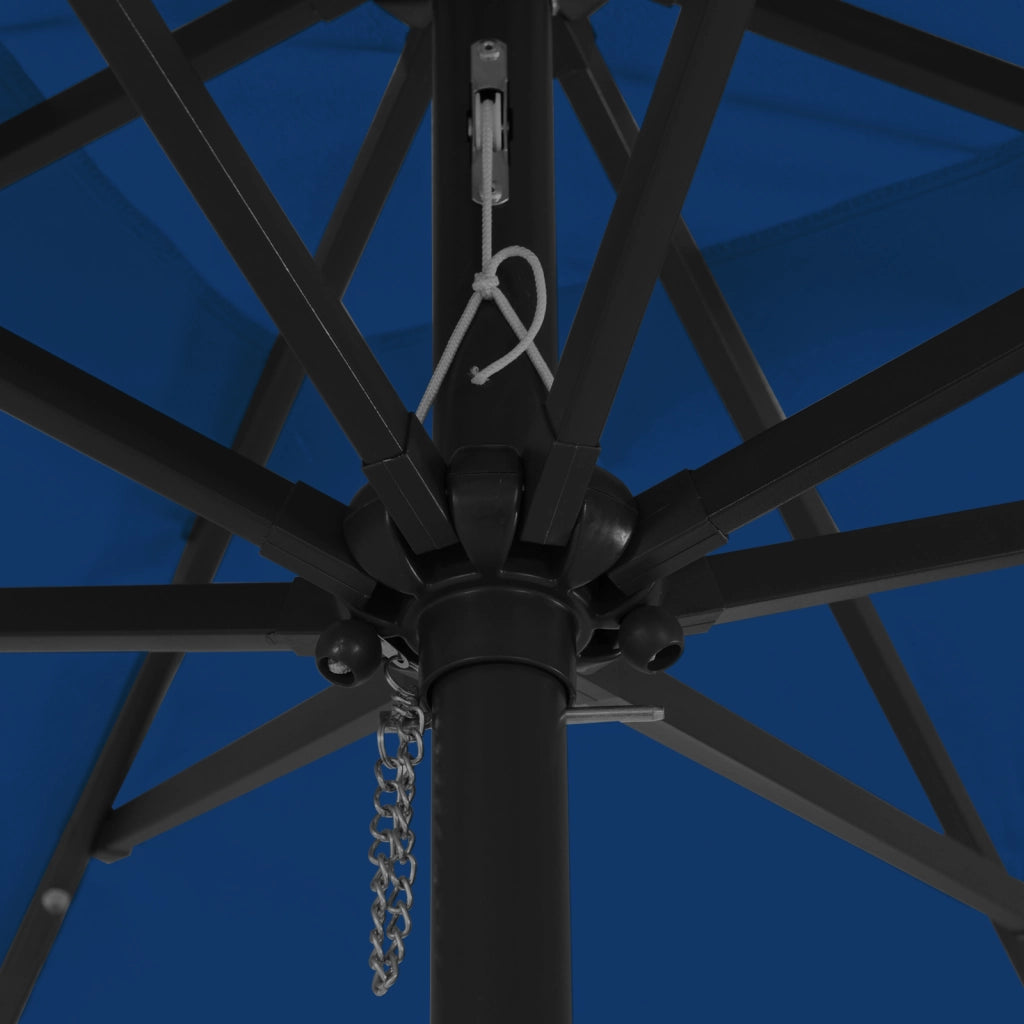 Parasol quadrato da giardino  con luci LED 295x245 cm Blu