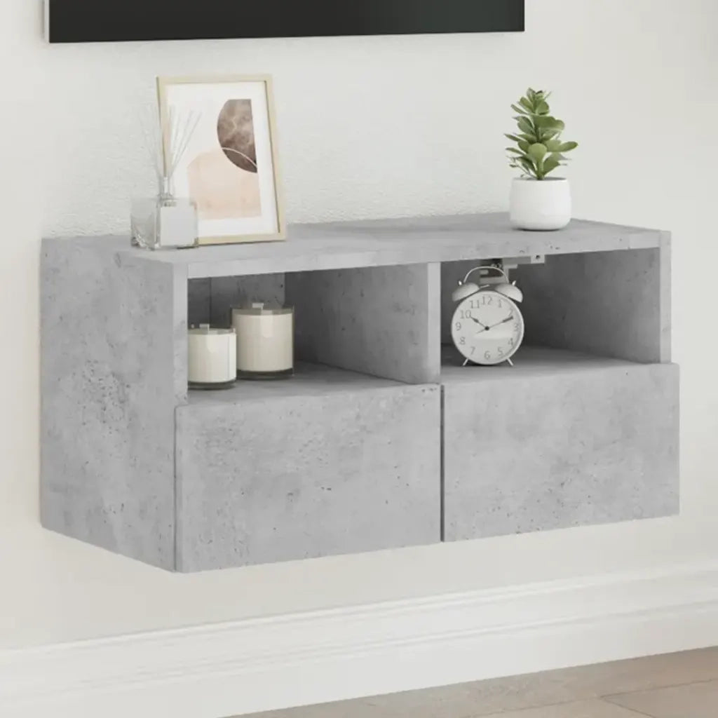 Mobile TV a Parete-Mobile TV a Muro Grigio Cemento 60x30x30 cm Legno Multistrato