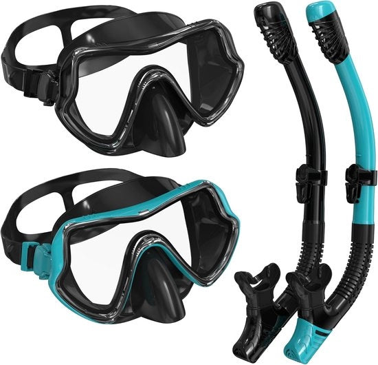 Kit di immersione per adulti - occhiali da subacqueo e attrezzatura di immersione secca con comfort respiratorio e design anti-condensazione (2-pack)