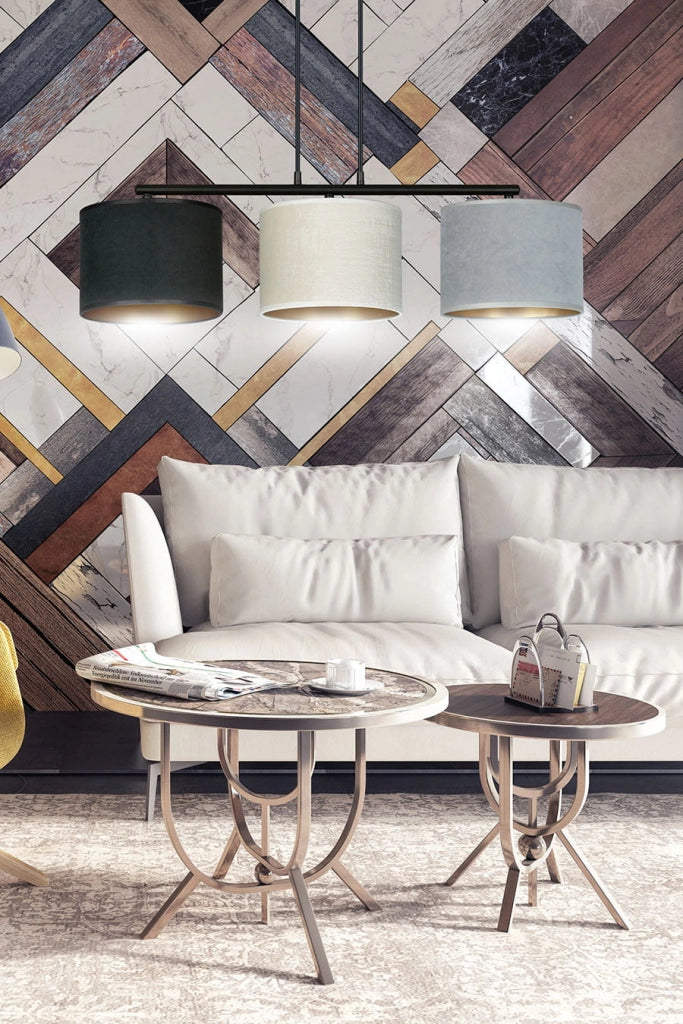 Lampadario Emibig Hilde 3, 3xE27 nero multicolor tessuto