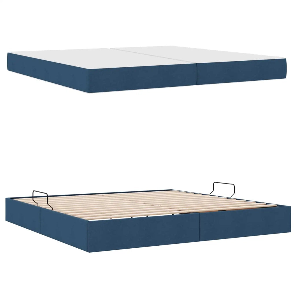 Letto con contenitore e materasso Blu 200 x 200 cm Poliestere 3399687