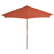 Ombrellone da Esterni-Ombrello da giardino con Palo in Legno 300 cm Terracotta