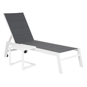 Set di lettino eTavolino BARBADOS in textilene grigio - alluminio bianco