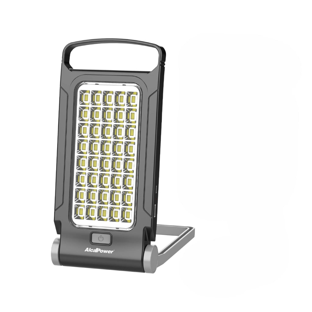 Alcapower Lampada Portatile LED 500lm con Batteria 4500mAh, Ricarica USB-C e Pannello Solare Integrato, 40 SMD 5730, Luce 6500K Dimmerabile