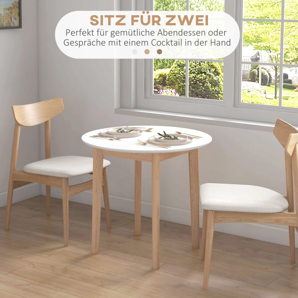 Tavolo da pranzo rotondo ¨C zephmum ¨C bianco + legno naturale 75x75x76 cm
