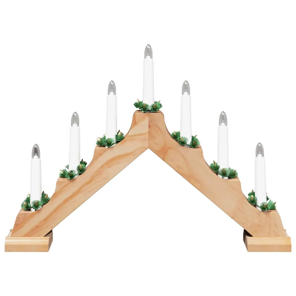 Ponte con Candele di Natale con 7 LED Marrone 39.5 x 5 x 29 cm