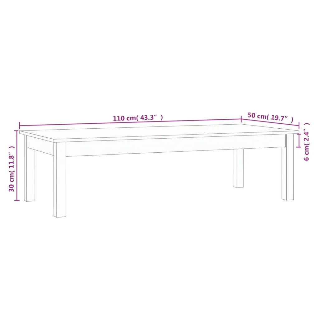 Tavolino da Salotto 110x50x30 cm Legno Massello di Pino 814234