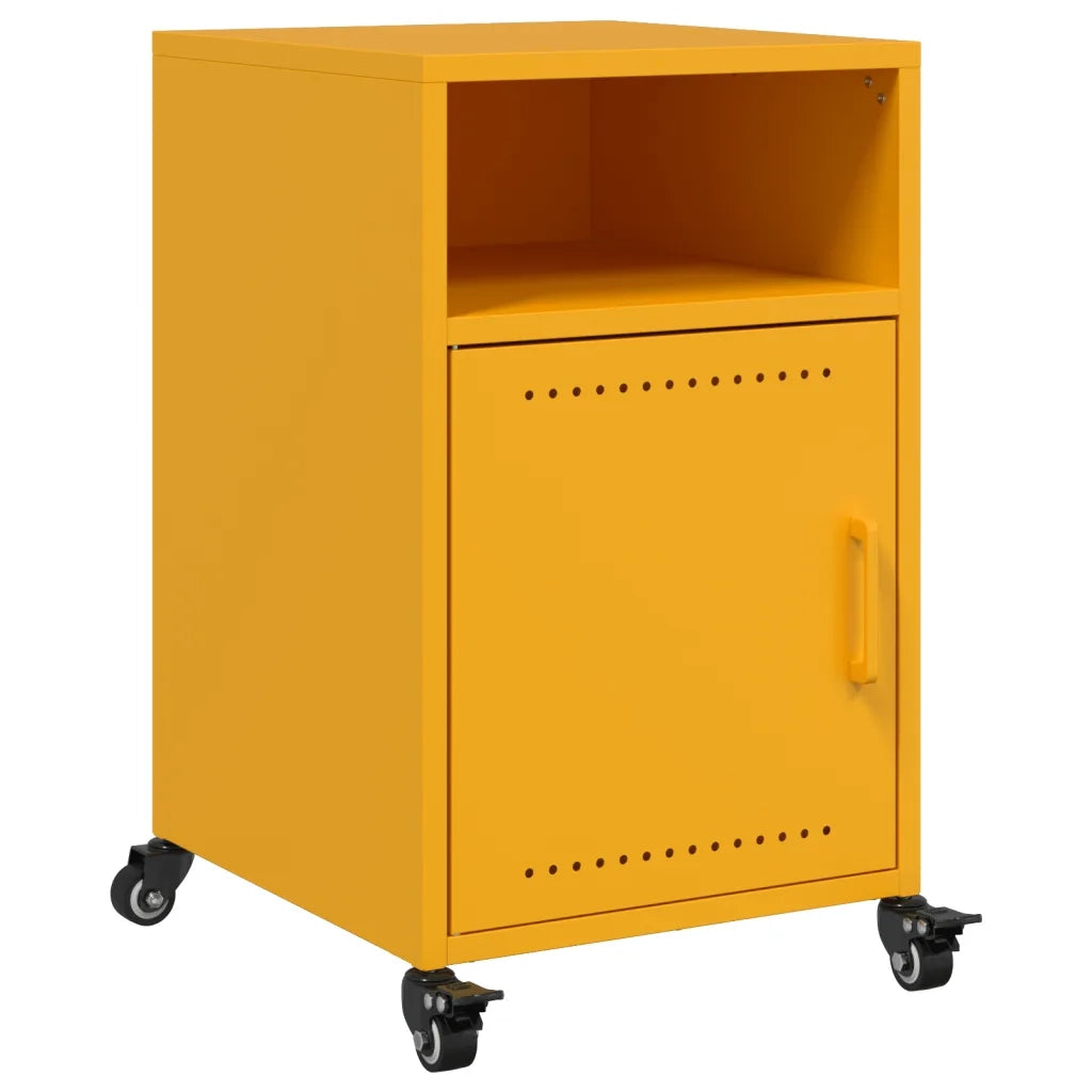 Comodini 2 pz-Set di 2 Tavolino da notte Giallo Senape 36x39x59 cm in Acciaio