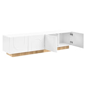 Mobile TV con 4 ante e 2 passacavi - per soggiorno - 170×38×42 cm - bianco