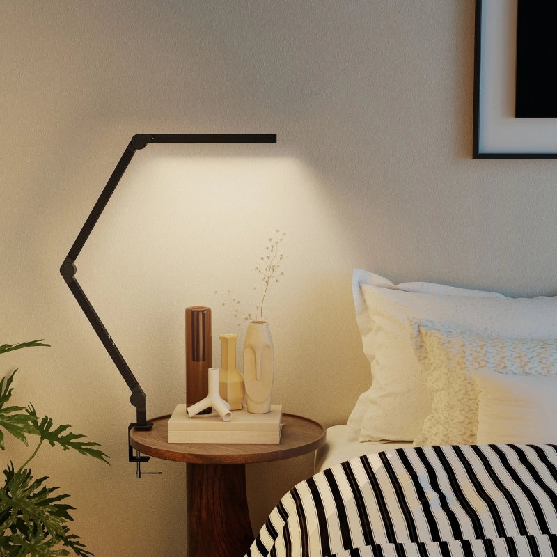 Lampada da scrivania, luminosit¨¤ e colore regolabili, morsetto in metallo, 96 LED, nera