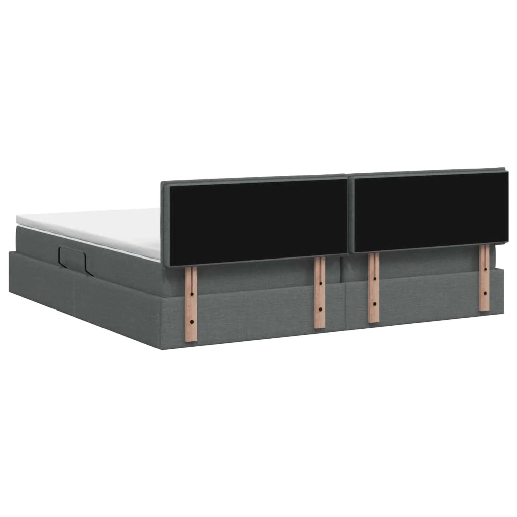 Letto con contenitore e materasso Grigio Scuro 200 x 200 cm 3458581