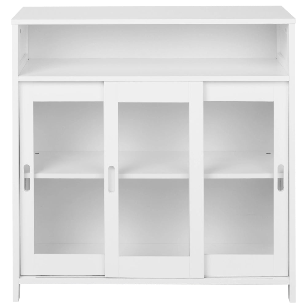 Credenza con vetro Bianco 3 ante Armadio Storage Moderno Minimalista