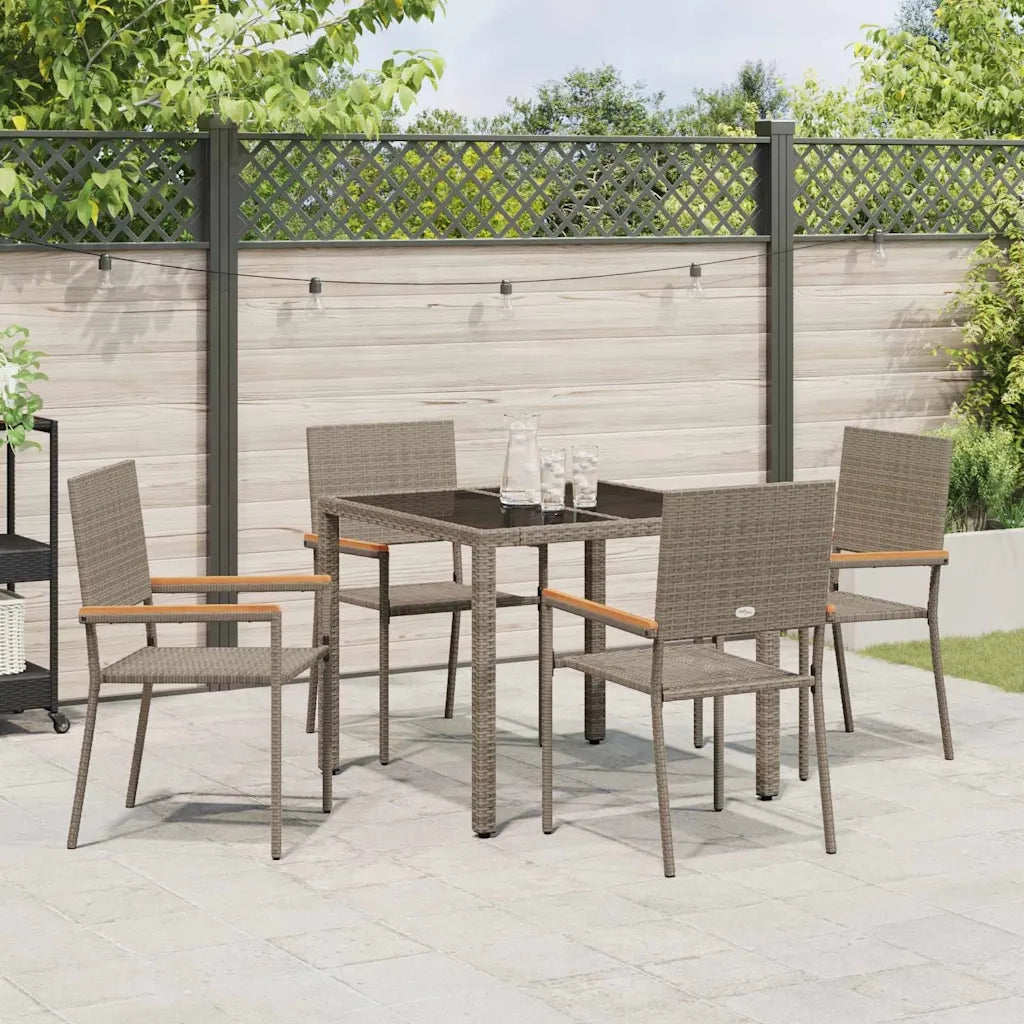 Set da Pranzo per Giardino 5 pcs Grigio polyrattan 3365388
