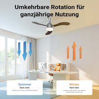 Ventilatore da soffitto Ø 130 cm con 3 pale, lampadario ventilatore con 3 velocità, telecomando, timer, modalità estiva e invernale, 55 W