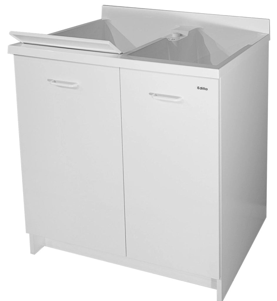Mobile Lavatoio 80x60x85cm 2 Ante 2 Vasche Asse in Termoplastico Montegrappa Edilla Bianco con Cesto
