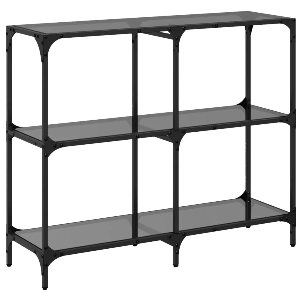 vidaXL Tavolino Consolle con Piano in Vetro Nero 98x30x81cm in Acciaio