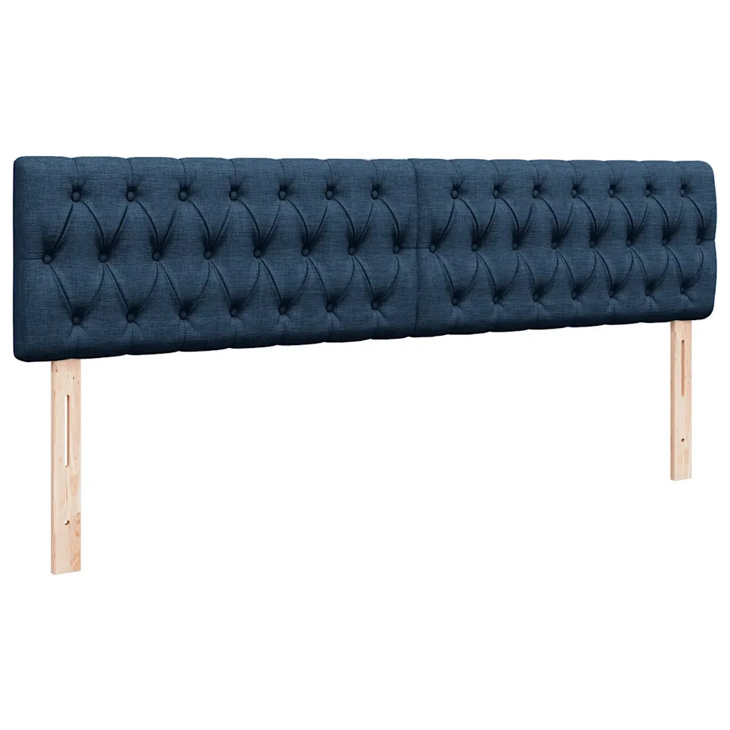 Struttura Letto Pouf con Materasso Blu 160x200 cm in Tessuto 3312408