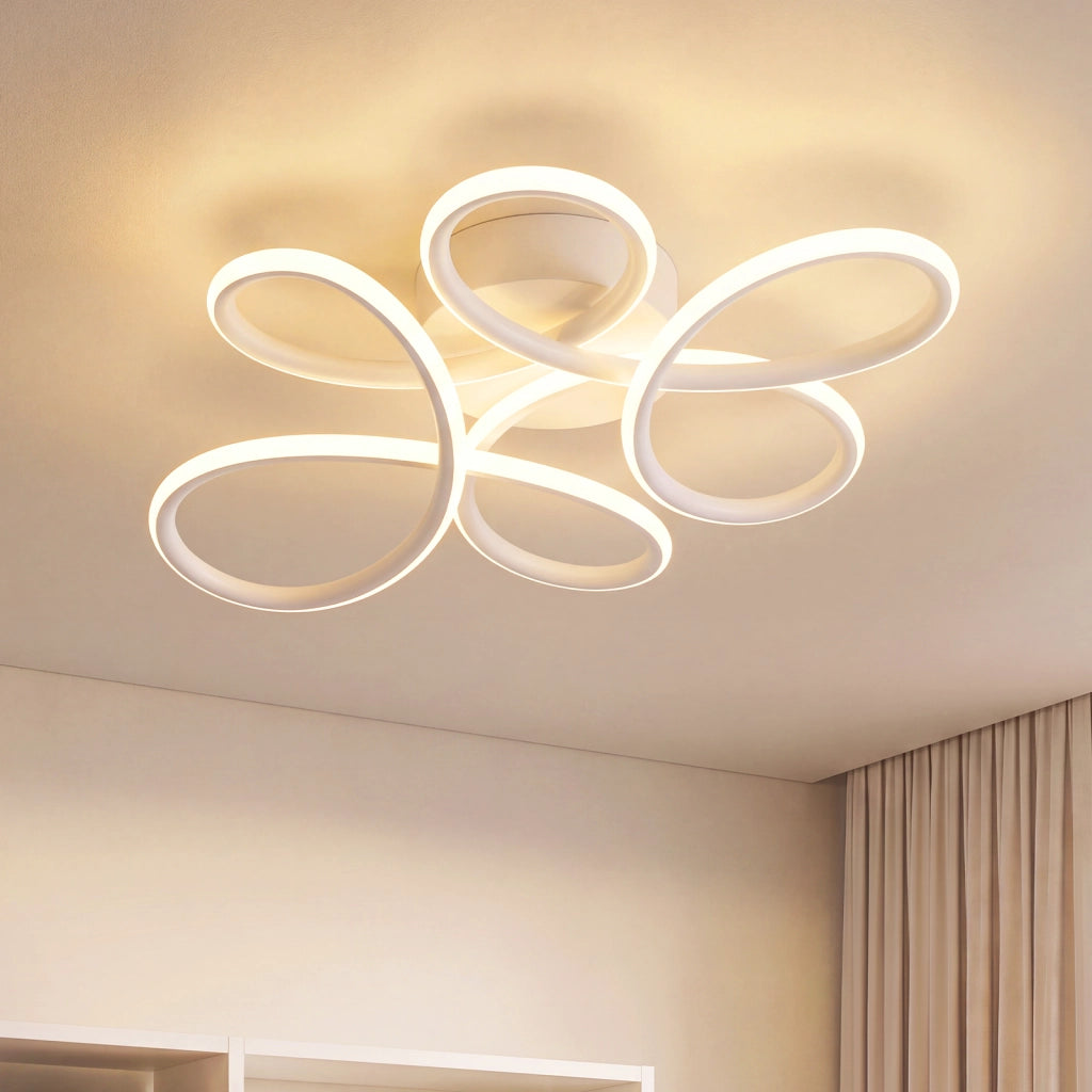 ZMH Lampada da Soffitto LED 24W 3000K Bianca Fiore Moderna in Metallo per Soggiorno Sala da Pranzo Camera Bambino