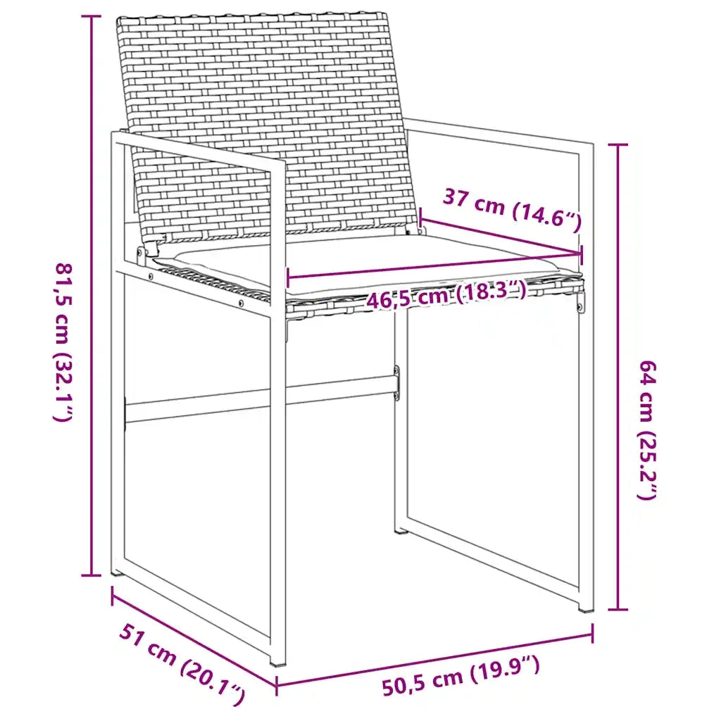 Set da Pranzo per Giardino 9 pcs Nero 3379332