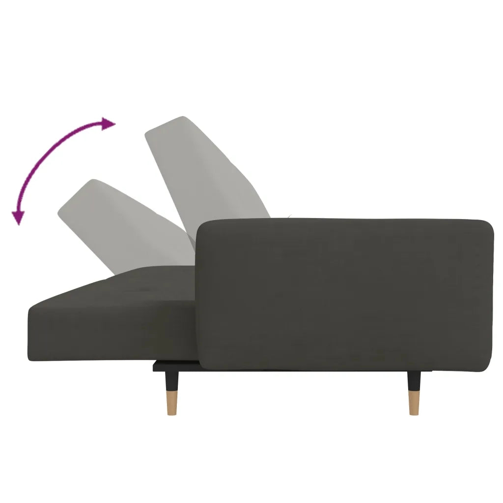 Divano Letto a 2 Posti con 2 Cuscini Grigio Scuro in Velluto 375750