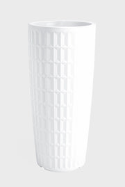 Cache-pot TYLE rotondo in resina altezza 85 cm arredo moderno giardino fioriera Colore: Bianco