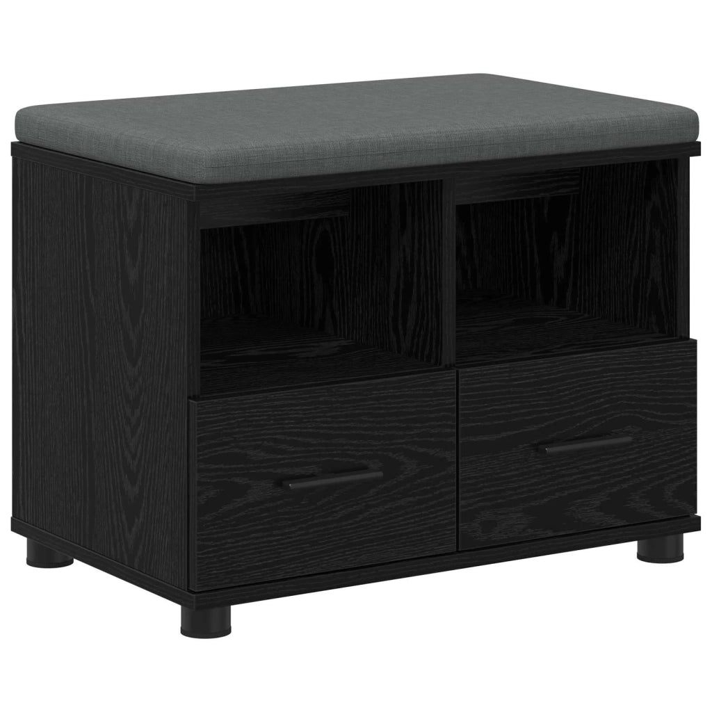 Panca per ingresso con cuscino-Sgabello-Panca da Corridoio Rovere Nero 60 x 38 x 46 cm 666604