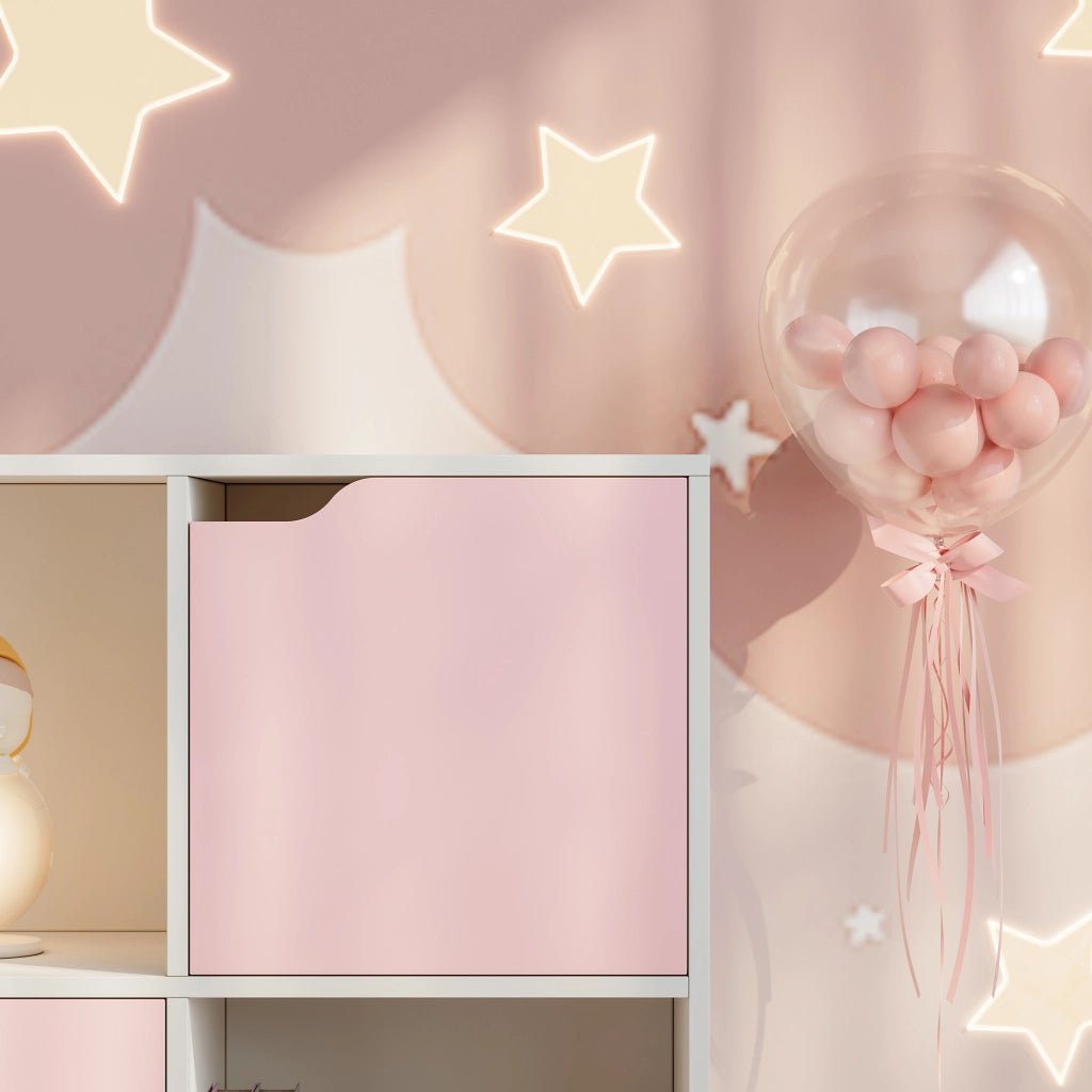 Scaffale per Cameretta Ljunshund con Vani Chiusi e Aperti 90 x 90 x 30 cm - Bianco/Rosa [en.casa]